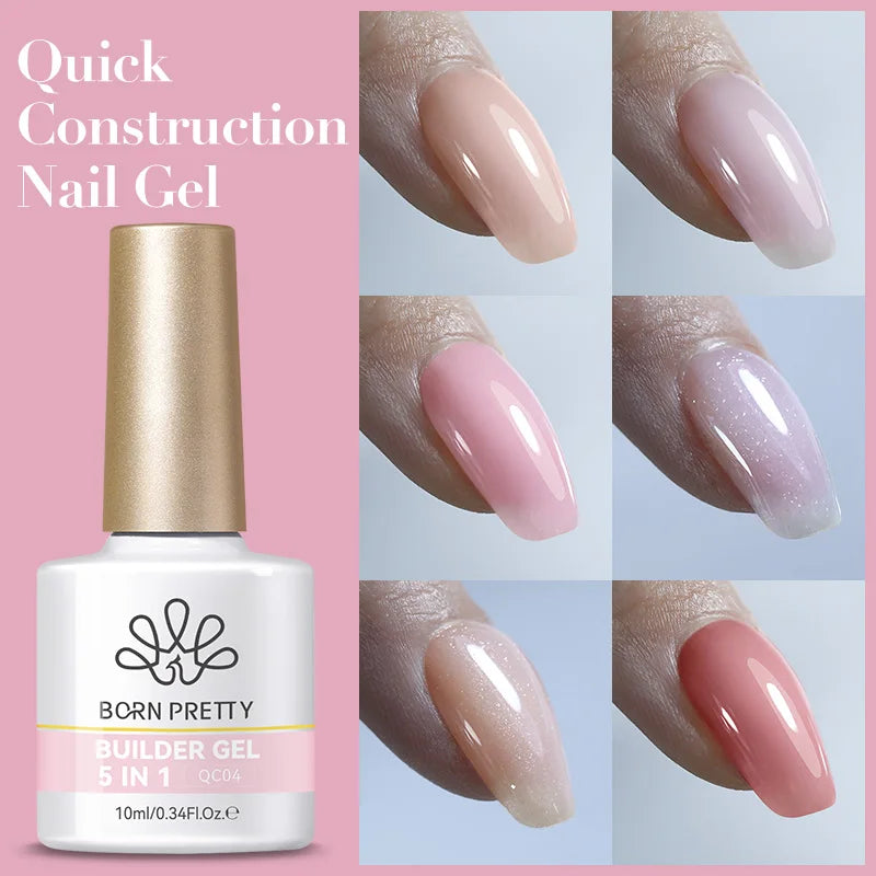 5-in-1 UV Gel Nail Extension Kit - Self-Levelling Soak Off Building Gel