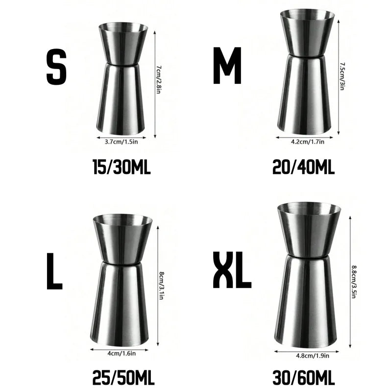 Stainless Steel Cocktail Jigger Measuring Cup Bar Shaker Drink Tool Set