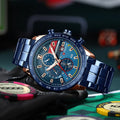 Men's Quartz Watch Waterproof Business Chronograph Stainless Steel Strap