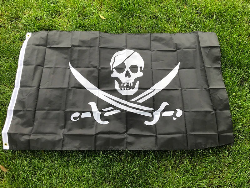 Pirate Flag 3x5ft Double Broken Skull with Knife for Indoor Outdoor Decoration