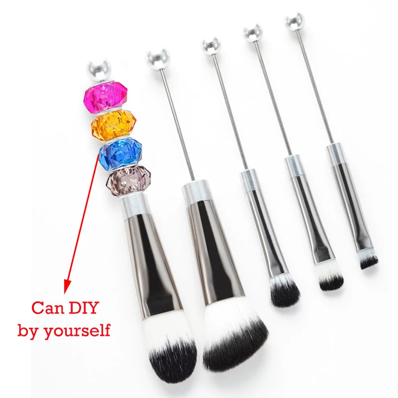 DIY Makeup Brush Set with Metal Handles - Multi-functional Powder Eye Shadow Blusher Brushes for Girls