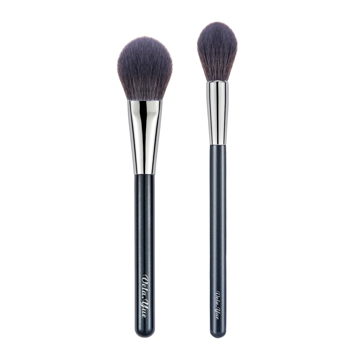 2-Piece Makeup Brush Set for Face Powder Blush Highlighter and Luminizer