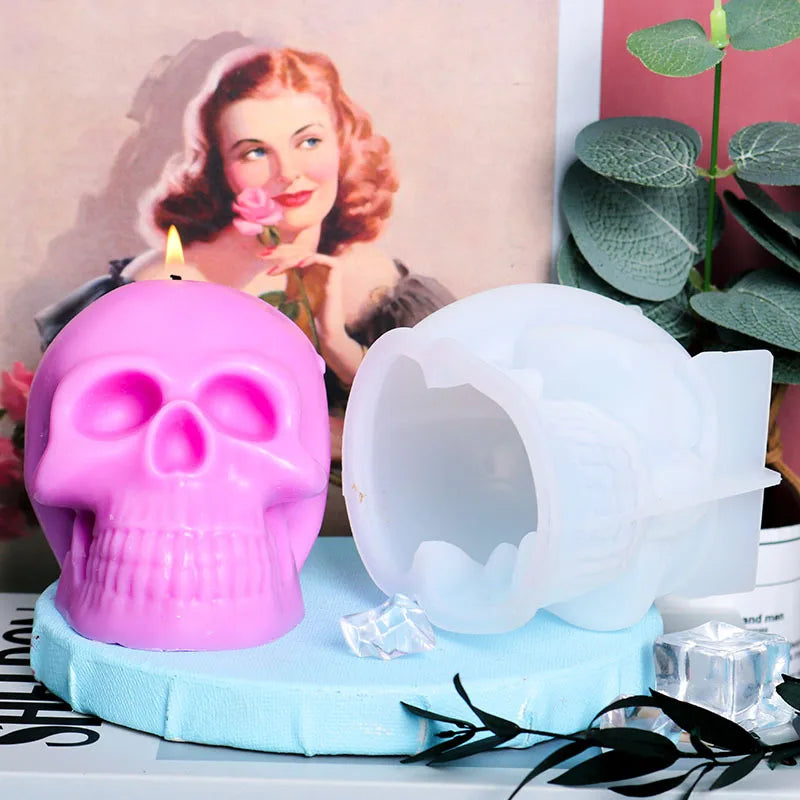 3D Skull Candle Silicone Mold for DIY Halloween Decorations & Crafting