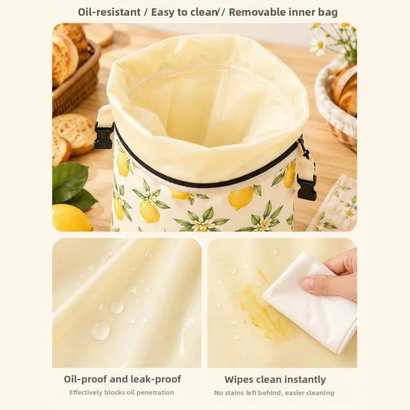 Breathable Cotton Beeswax Bread Bag with Lock Closure 43x33cm - Removable Inner Bag