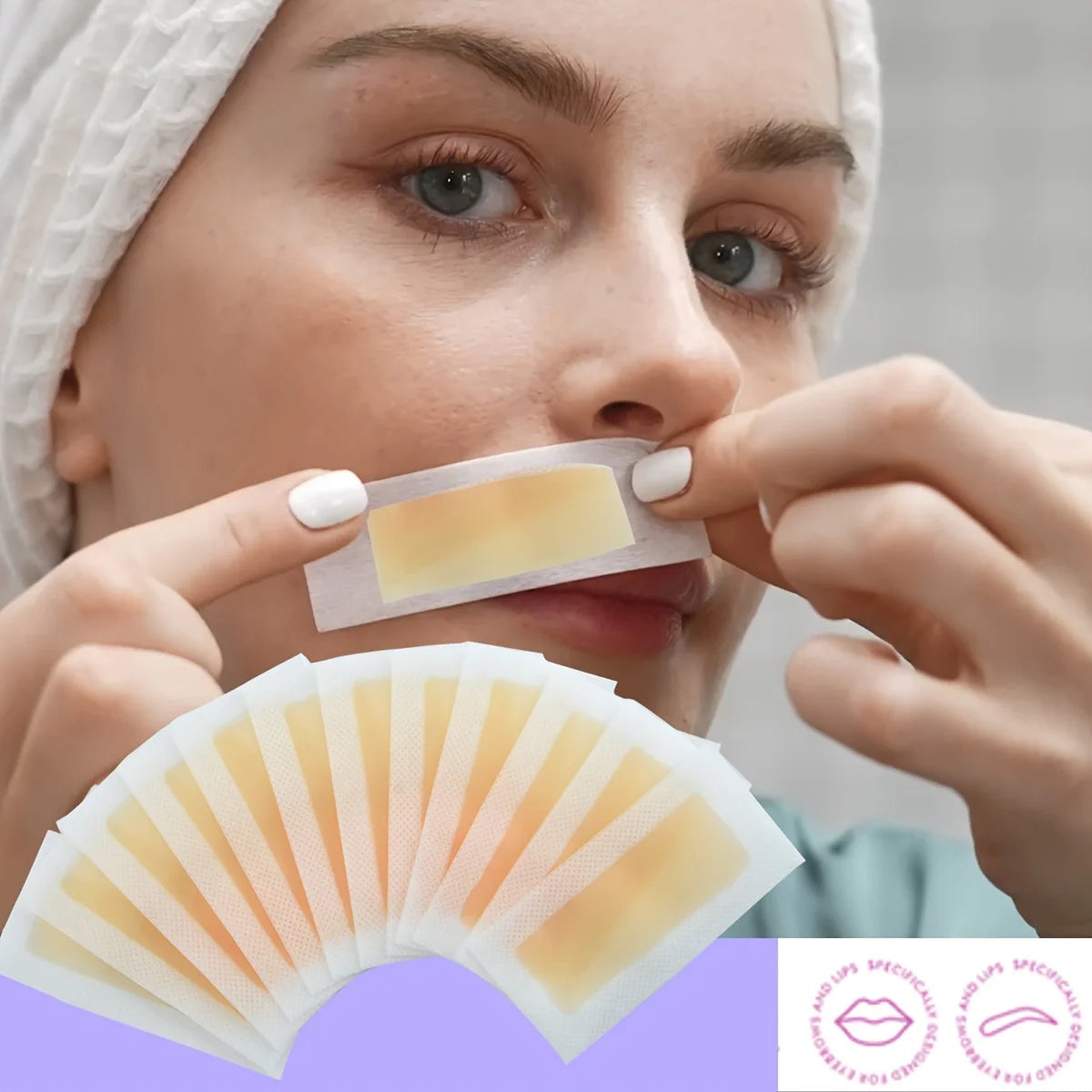 10pcs Honey Scented Facial Hair Removal Wax Strips for Brows Lips Cheeks