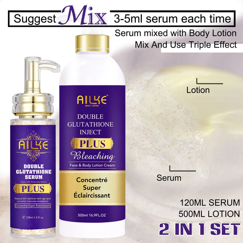 Double Glutathione Whitening Serum for All Skin Types - Reduces Dark Spots & Moisturizes 120ml