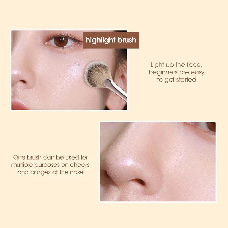 Highlighting Blush Brush - Professional Facial Makeup Tool, Black