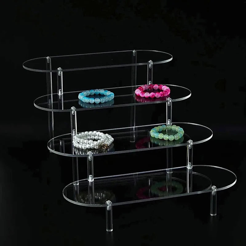 Acrylic Display Stand with Rounded Corners for Jewelry, Perfume & Cupcakes - Transparent Shelves & Organizer