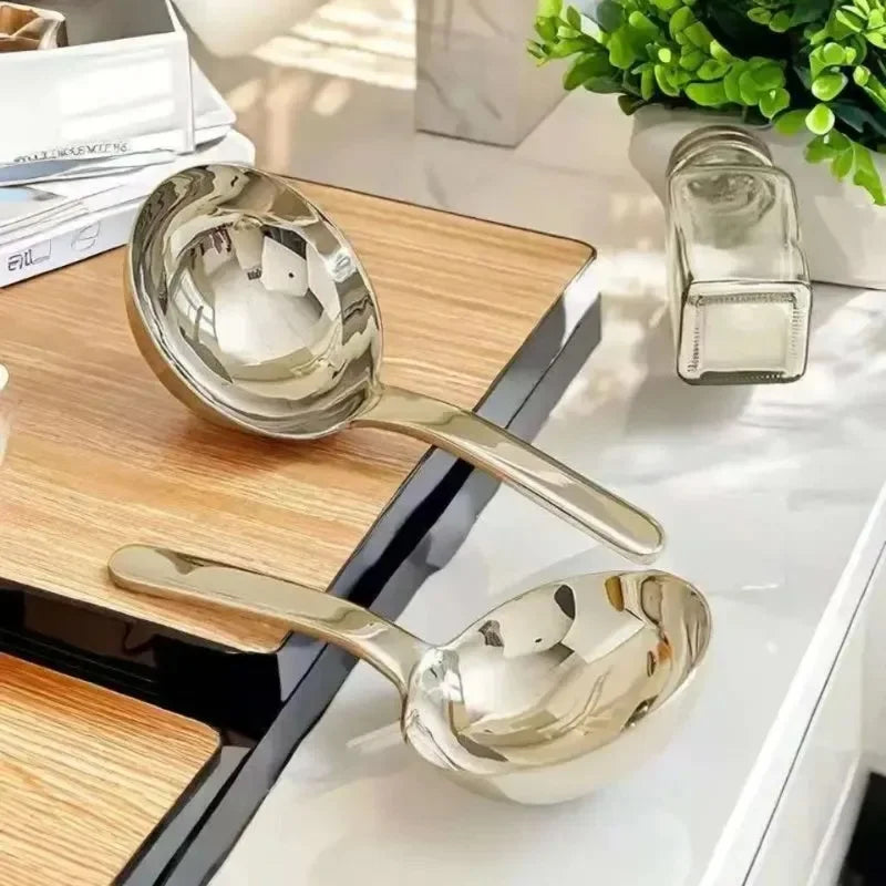 Stainless Steel Soup Ladle Large Ramen Spoon Kitchen Utensil Short Handle