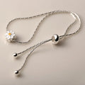 Sterling Silver Daisy Bead Bracelet for Women – Small Floral Jewelry Gift