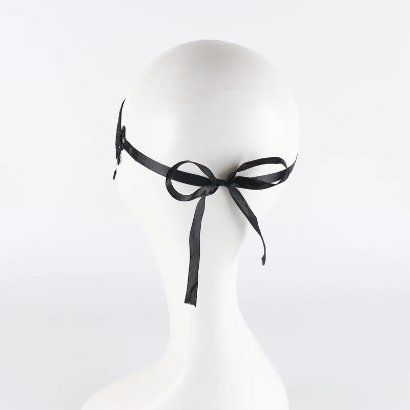 Black Queen Lace Mask with Embroidery for Masquerade Costume Woman Accessories