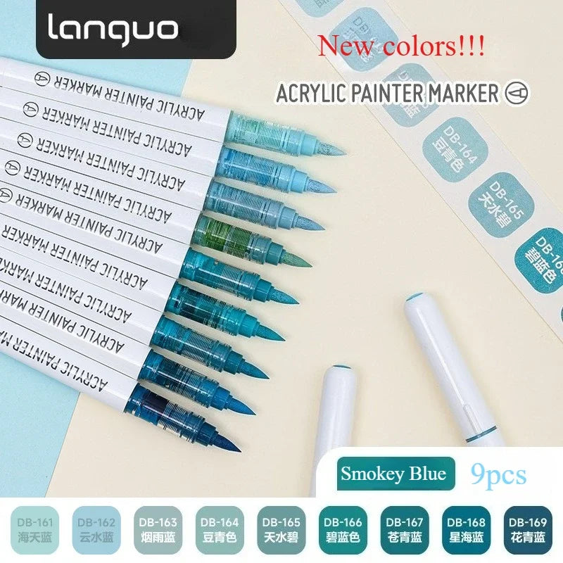 9-Color Acrylic Paint Pens Set for Rock Glass Ceramic Wood Canvas DIY Art Supplies