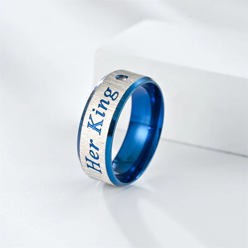Couple Rings Stainless Steel Her King His Queen Promise Jewelry Wedding Band Set