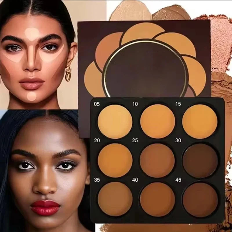 Waterproof Face Makeup Palette for Dark Skin Contouring & Brightening - Natural Matte Bronzer & Concealer