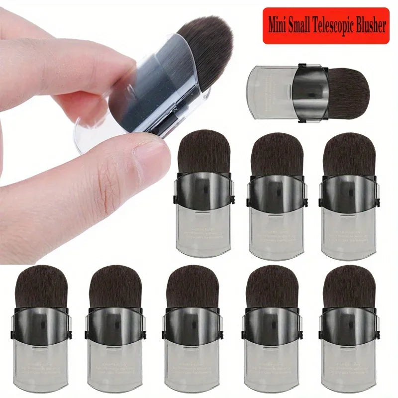 Mini Telescopic Makeup Brush Set for Travel - Nylon Bristles & ABS Handle
