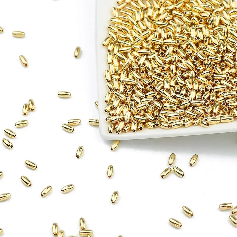 Gold Silver Plated Oval Spacer Beads 3x6mm Jewelry Making Supplies 200pcs