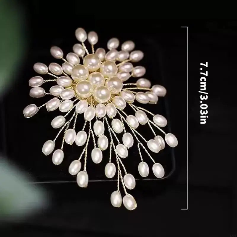 Elegant Pearl Flower Brooch Pin for Women Girls Fashion Jewelry Gift