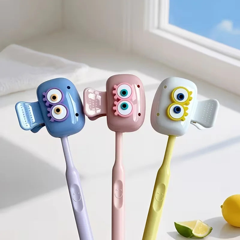 Cute Eye-Shaped Toothbrush Holders Set - Travel Dust-Proof Covers, 3 Pieces