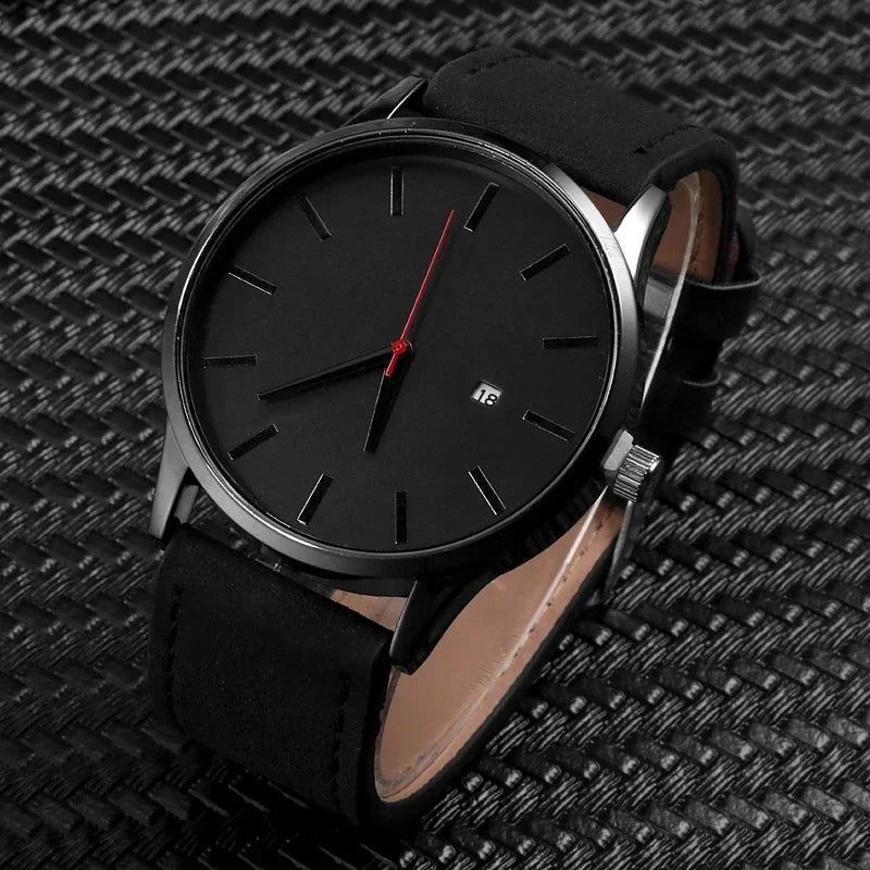 Men's Casual Leather Analog Quartz Watch - Multiple Colors