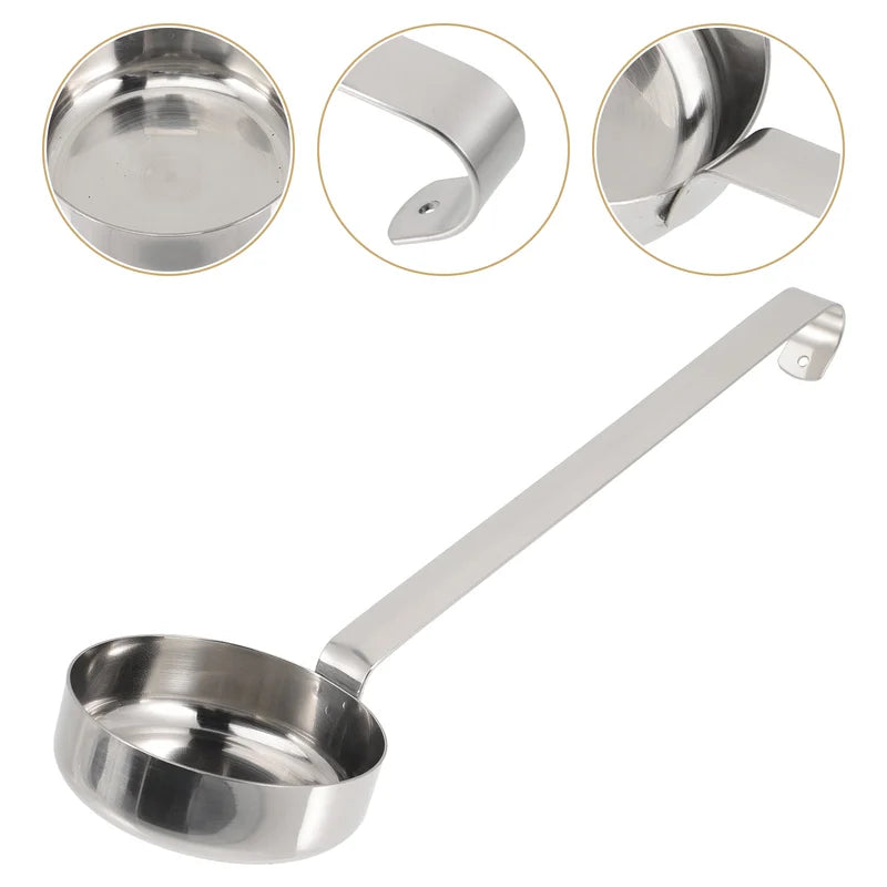 Stainless Steel Pizza Sauce Spoon with Flat Spreader Handle - Kitchen Ladle for Spreading and Serving