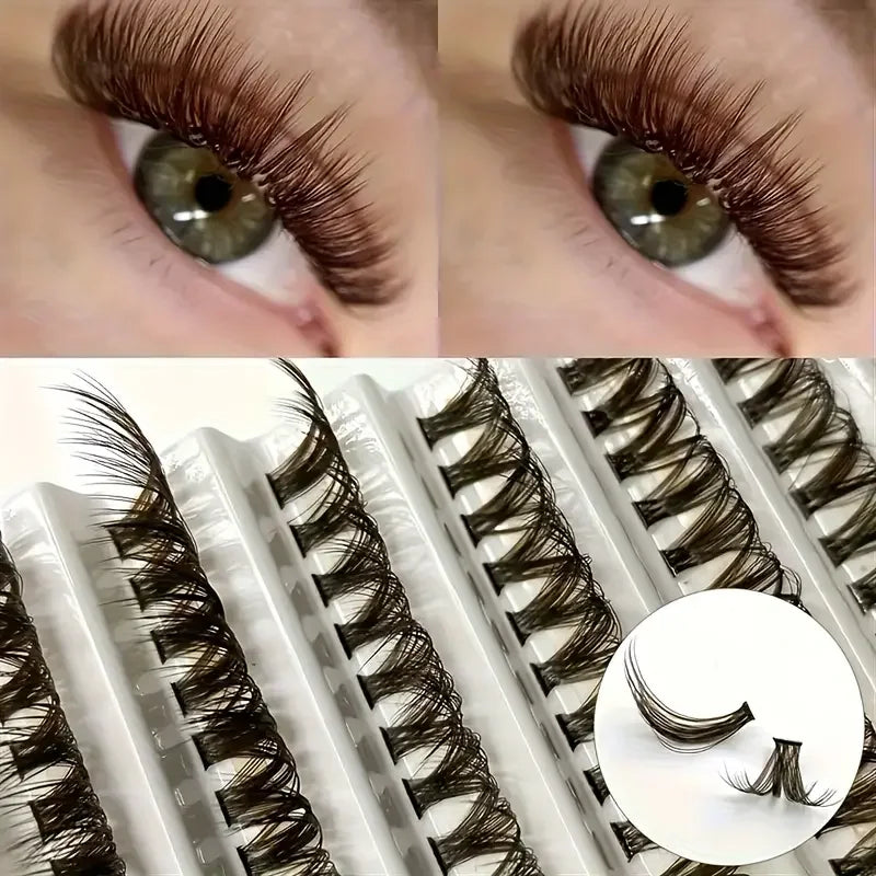 Brown Eyelash Clusters 8-16mm Natural Look Fake Eyelash Extensions DIY Makeup