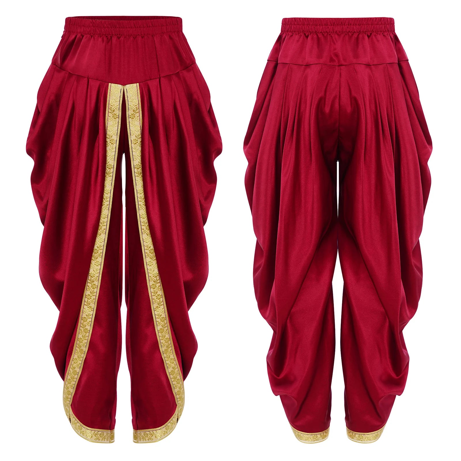 Kids Boys Satin Dhoti Pants with Elastic Waistband for Festive & Party Occasions