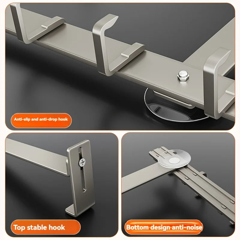 Over-the-Door Hooks 5/7 Metal Bathroom Organizer Rack Adjustable Coat Towel Hanger