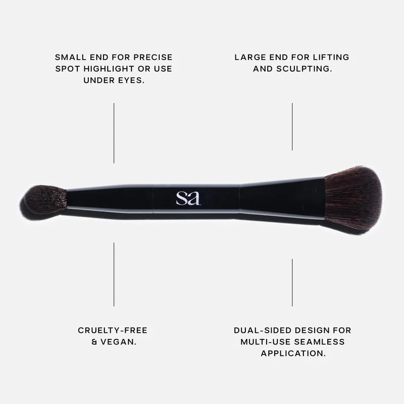 Dual-Ended Makeup Brush for Concealer, Sculpt, and Blush - Soft Synthetic