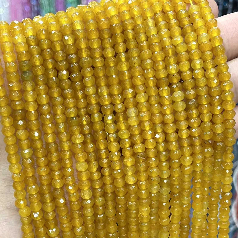 Natural Stone Faceted Beads for Jewelry Making - Aquamarine Tourmaline Amazonite Chalcedony Rondelle Spacer Beads 3x4mm