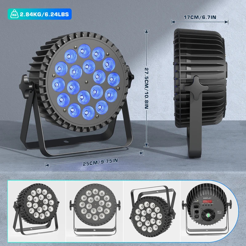 RGBWA+UV 6IN1 Par Light with DMX512 for Disco, Party, Stage Lighting