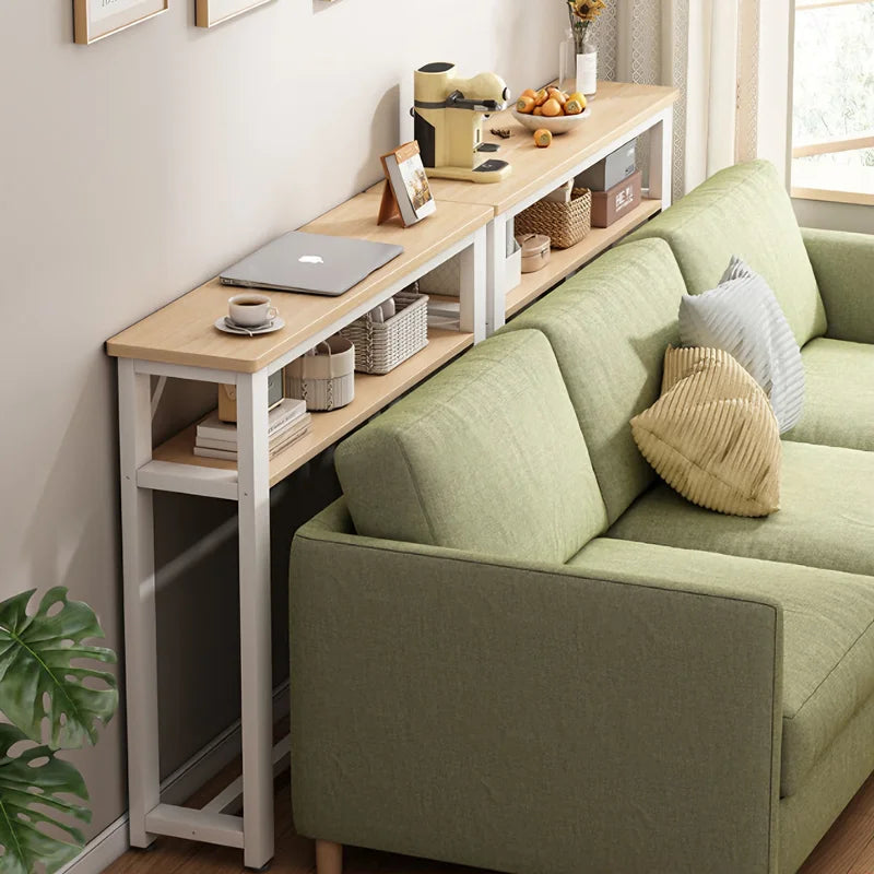 Multifunctional Sofa Back Shelf Coffee Table Storage Rack with Wood Surface
