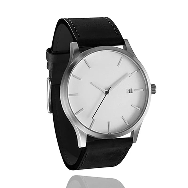 Men's Casual Leather Analog Quartz Watch - Multiple Colors
