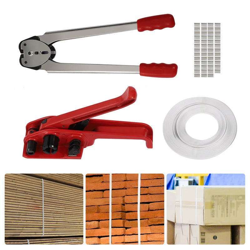 Heavy Duty Manual Strapping Kit with Tensioner & Sealer for Packaging