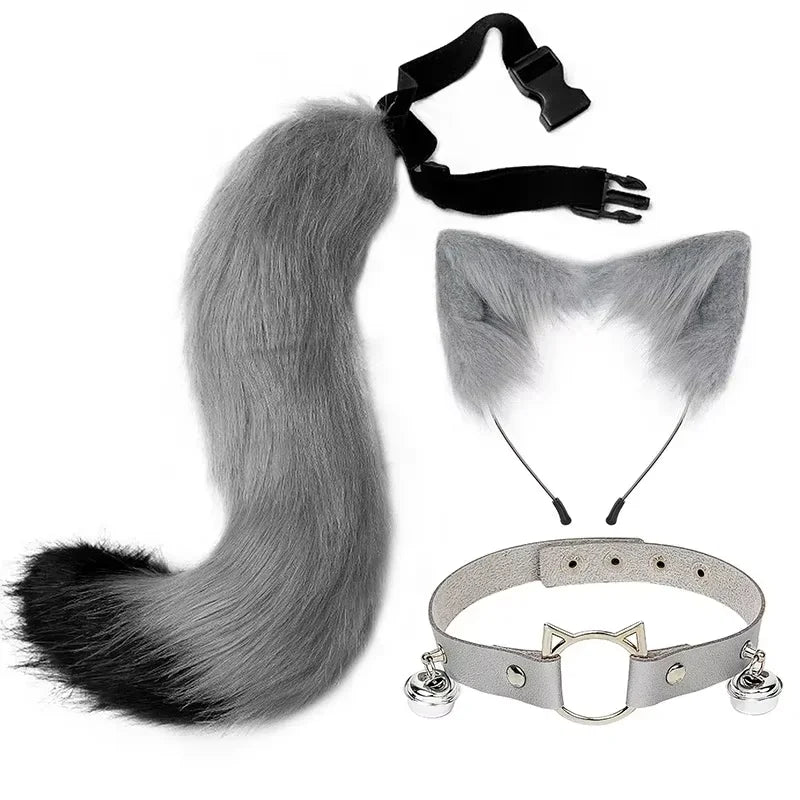 Halloween Cosplay Fox Tail Fox Ears Keychain Costume Accessories Set