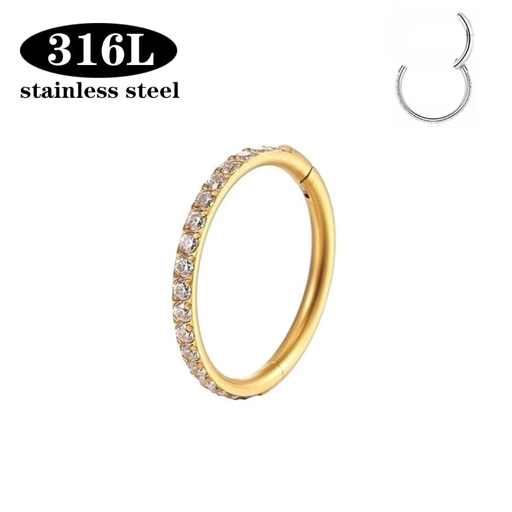 1/10PCS Stainless Steel Nose Ring Hoop Earring Piercing Body Jewelry for Women