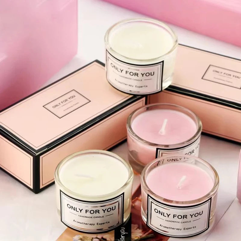 Soy Wax Scented Candle Set - Romantic Aromatherapy, Smokeless, Eco-Friendly, Glass Jar, Multiple Colors