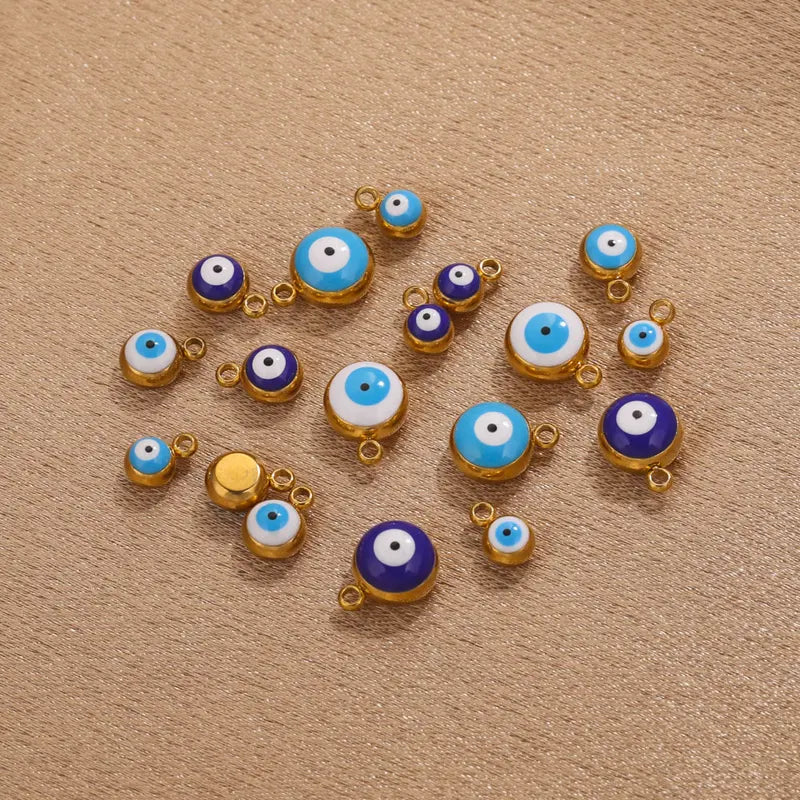 10pcs Stainless Steel Devil's Eye Charms for Jewelry Making – Multiple Colors