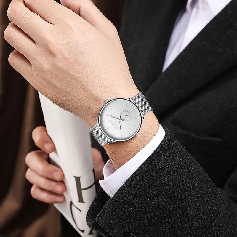 Personalized Men's Mesh Watch - Casual Quartz Watch for Men