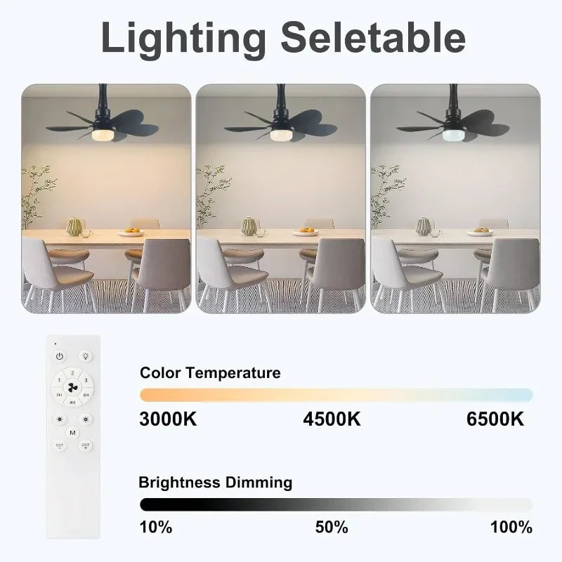 Dimmable Ceiling Fan Lights with Remote 42W 20.5-inch for Kitchen Garage Balcony