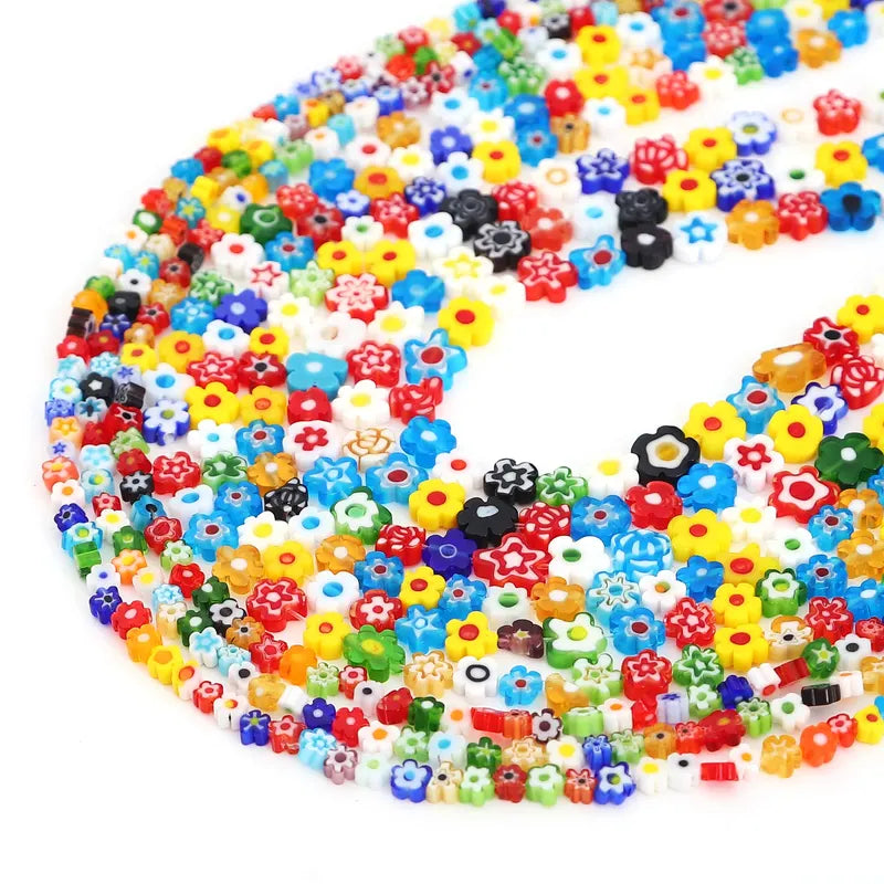 Flower-Shaped Glass Beads for Jewelry Making - 45 Pcs Handmade DIY Craft Supplies