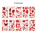 10pcs Spider Web Temporary Tattoos for Halloween Face & Body Decoration