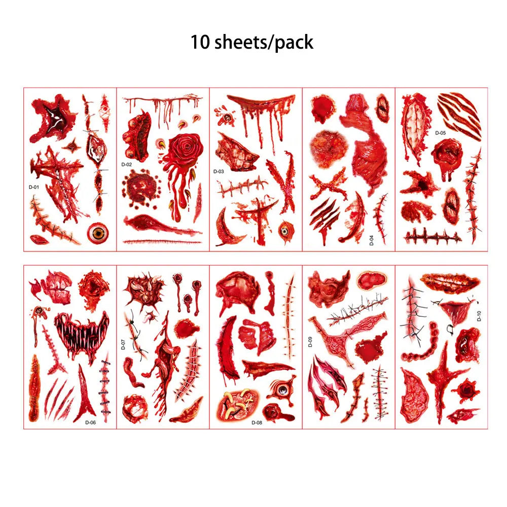 10pcs Spider Web Temporary Tattoos for Halloween Face & Body Decoration