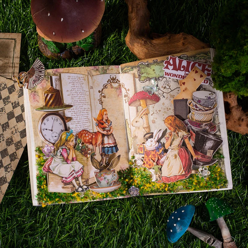 25 Pcs Alice Theme DIY Scrapbooking Paper Kit Handmade Diary Album Supplies