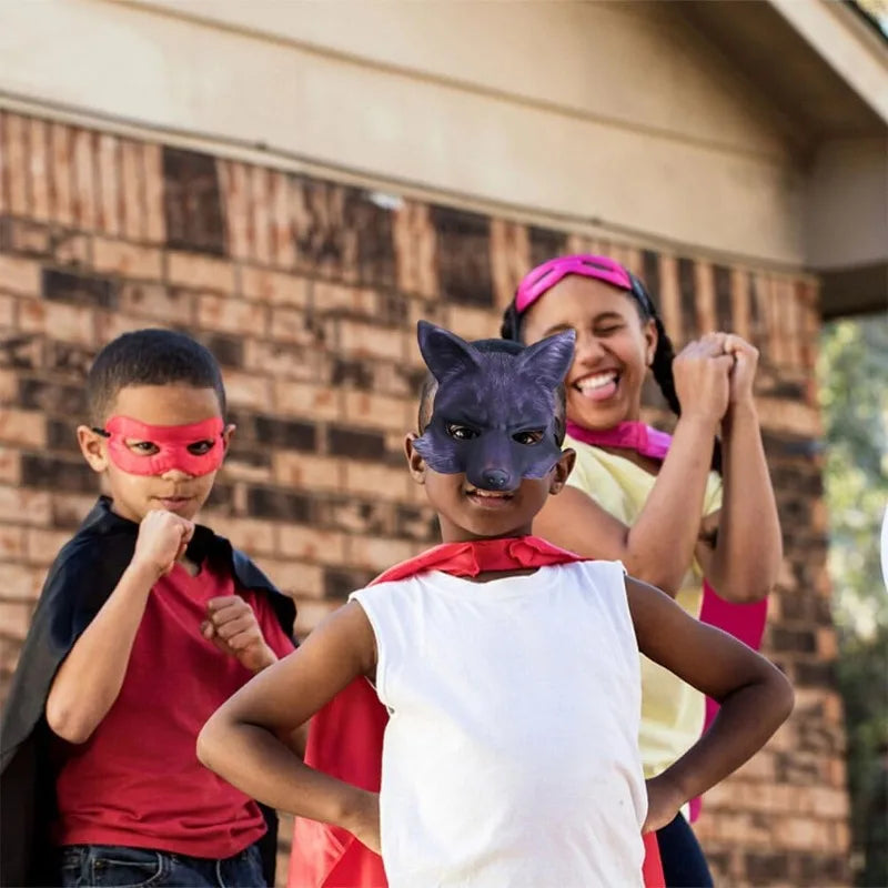 Half Face Halloween Animal Masks Set - Fox & Wolf Costume Masks, Multiple Colors