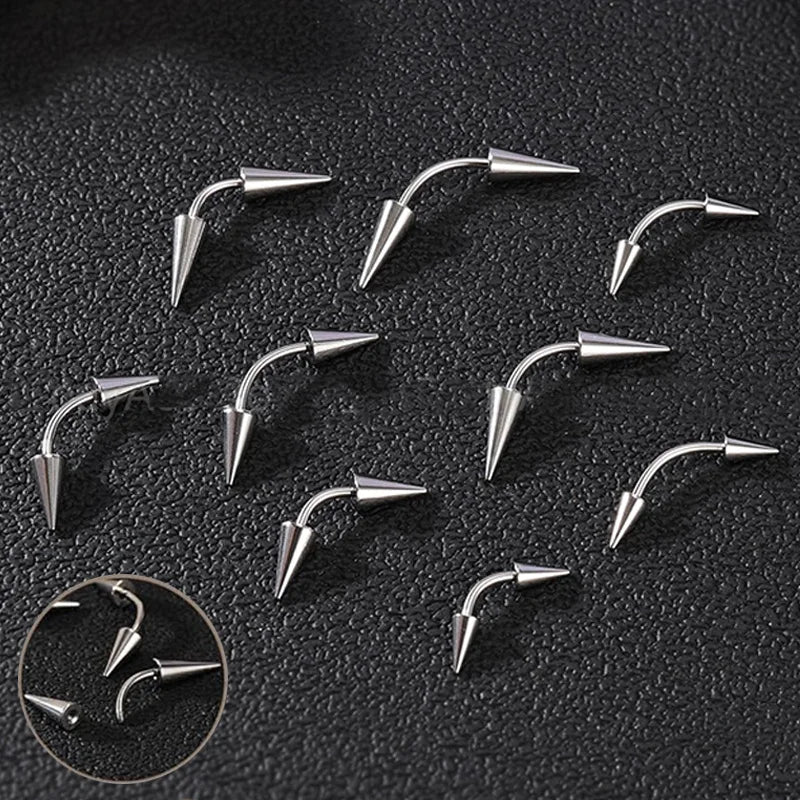 2pcs/6pcs Spike Eyebrow Piercing Jewelry Stainless Steel Curved Barbell Men