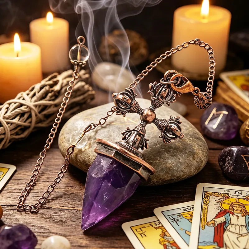 Natural Gem Stone Crystal Pendulum for Divination and Spiritual Healing
