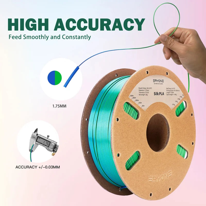Dual Color Silk PLA Filament for 3D Printing - Color Changing, 1.75mm