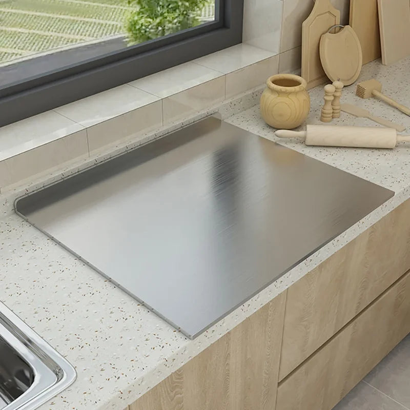 L-Shaped Folding Stainless Steel Double-Sided Cutting Board Kitchen Household Fruit and Dough Prep
