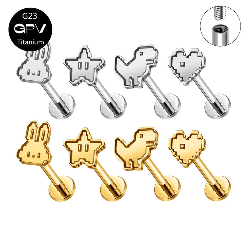 Titanium Ear Studs for Men and Women - Heart-Shaped Cartilage Jewelry