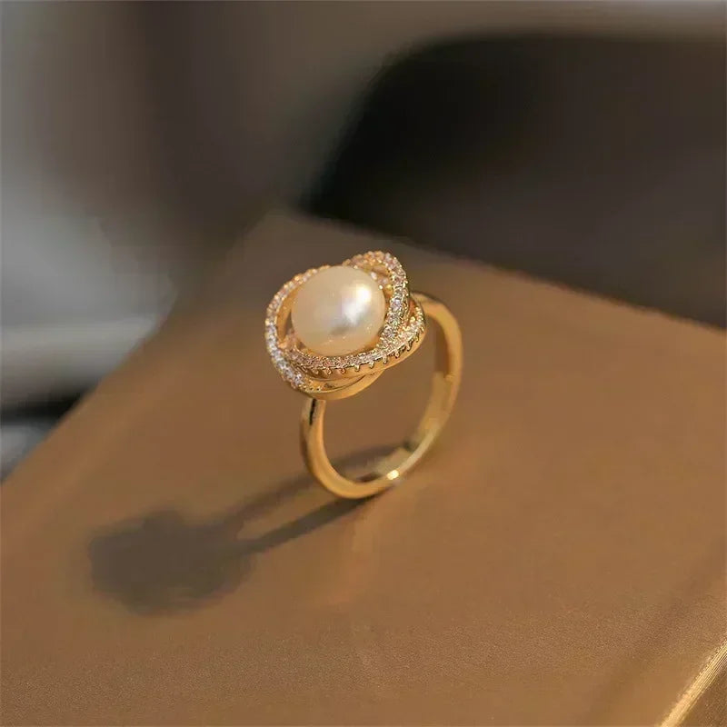 Colorful Zircon Ellipse Multi-Layer Open Mouth Rings for Women - Trendy Creative Jewelry